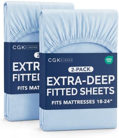 CGK Linens 2 Pack Extra Deep Twin Fitted Sheets by CGKUnlimited