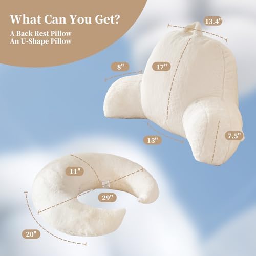 19" Reading Pillow for Bed, U Shaped Arm & Elbow Support - Image 3