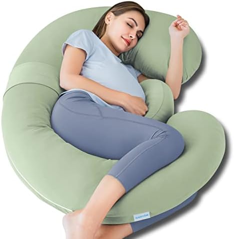 QUEEN ROSE Cooling E Shaped Pregnancy Pillows, Detachable Maternity Body Pillow by QUEENROSE