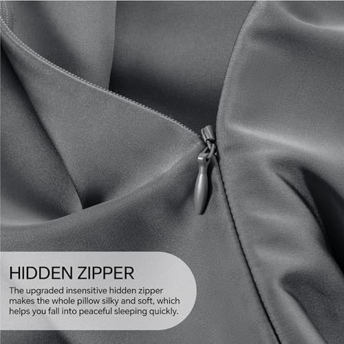 INFIIXSO Silk Pillow Cases 2 Pack, Standard Size, Hidden Zipper, Dark Grey - Image 6