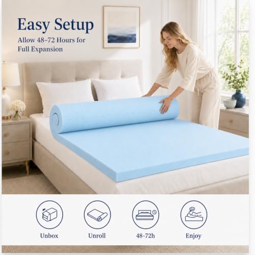 IULULU Mattress Topper Cal King, 3 Inch Gel Memory Foam Bed Topper - Image 5