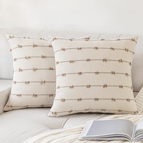 YEENAASY Boho Throw Pillow Covers 16x16 Set of 2 Farmhouse Pillow Cases by YEENAASY