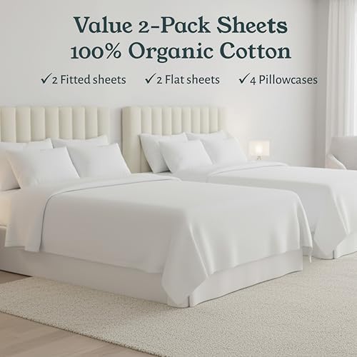 California Design Den 2 Pack 100% Organic Cotton Full Size Bed Sheets Set - Image 3