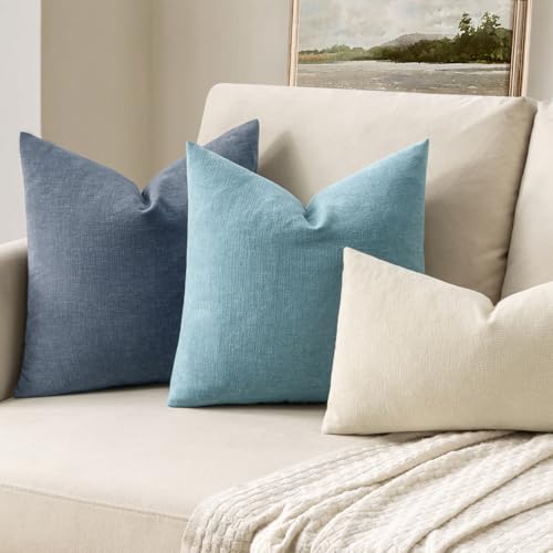 MIULEE Smoke Blue Chenille Couch Euro Throw Pillow Covers - Image 2