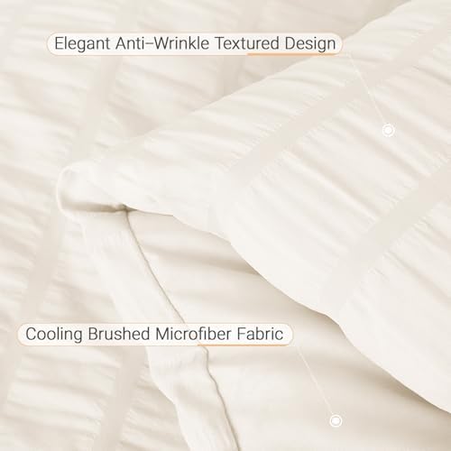MUXHOMO 7 Pieces Oversized Queen Comforter Set, Seersucker Bed in a Bag - Image 6