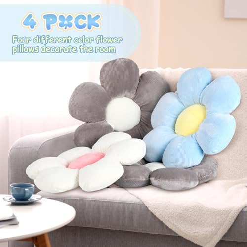 Reginary 4 Pcs Flower Floor Pillow Cushion Kids - Image 4