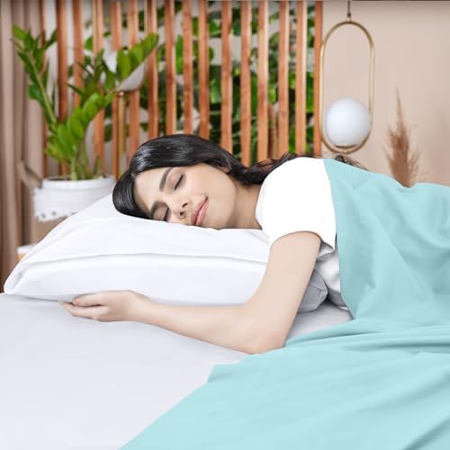 Twin Size Flat Sheet Only, Ultra Soft & Breathable Hotel Sheets, Spa Blue - Image 5