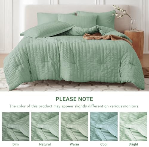 MUXHOMO 5 Pieces Twin Comforter Set, Seersucker Bed in a Bag Twin Size - Image 5