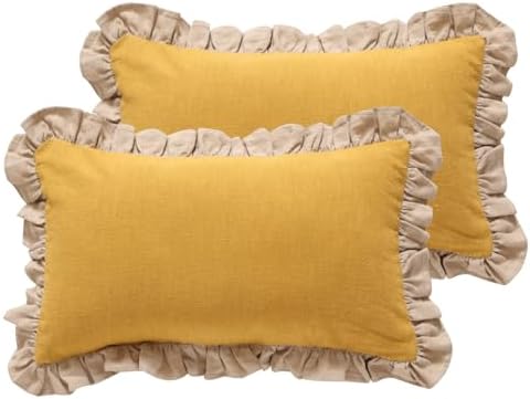 patdrea Vintage Yellow Linen Throw Pillow Covers by patdrea