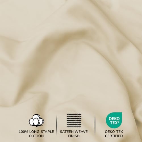 Feather & Stitch 100% Cotton Sateen 500 TC King Size Bed Sheet Set - Image 5