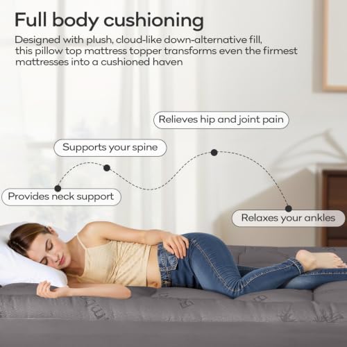 OLANLY Twin Bamboo Viscose Cooling Mattress Topper, Light Gray - Image 5