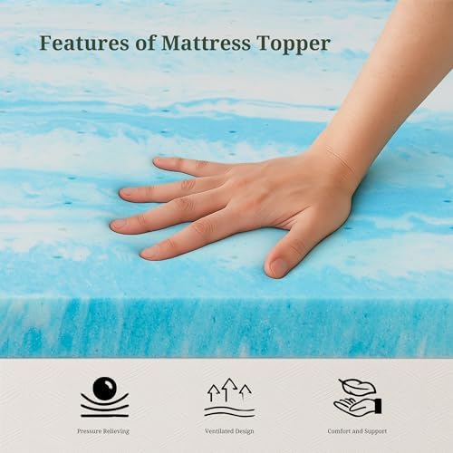4 Inch Queen Mattress Topper, Ventilated Gel Memory Foam Mattress Pad - Image 2
