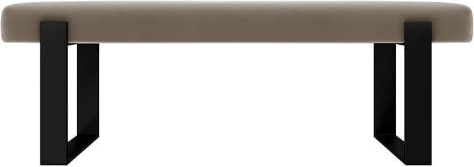 VANT Upholstered Bed Bench - Velvet Sand Storm - Matte Black - Contemporary Modern, Bedroom Bench Seat, Hallway, or Entryway