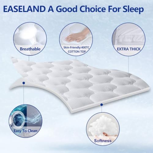 EASELAND Twin Size Mattress Topper Pillow Top Mattress Cover Quilted Fitted - Image 2