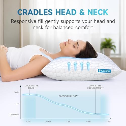 QUTOOL Cooling Pillow for Sleeping, CertiPUR-US Shredded Memory Foam Queen - Image 4