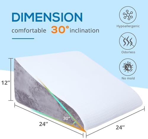 Sasttie Wedge Pillow, 12 Inch Memory Foam Bed Wedge Pillow - Image 5
