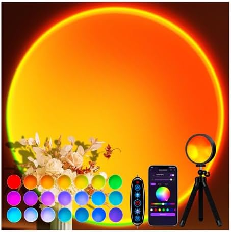 Sunset Lamp, Sun Light Projector for Aesthetic Room Decor,RGB Color Changing Night Light Mood Lighting for Bedroom,Gifts for Girl Kid Adults, 360°Rotation LED Light for Party TikTok Live Photography by Tsrarey