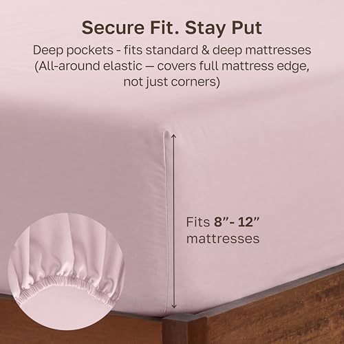 Soft Natural 100% Cotton Sateen Twin Bed Fitted Sheet - Image 4