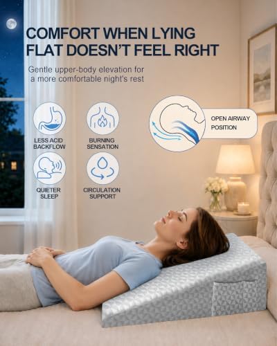 Wedge Pillow for Sleeping, 7.5" Memory Foam Bed Wedge for Back and Leg Use - Image 3