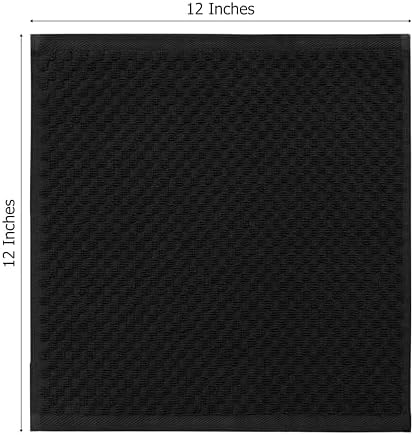 COTTON CRAFT Euro Spa Waffle Wash Cloth - Set of 12 Black Washcloth - Image 7