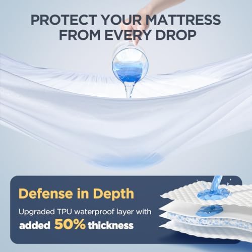100% Waterproof Mattress Protector, Hypoallergenic Silver-Infused Mattress - Image 3