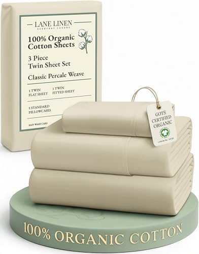 LANE LINEN 100% Organic Cotton Twin Size Bed Sheets, Fully Elasticized by LaneLinen