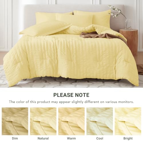 MUXHOMO 7 Pieces Oversized Queen Comforter Set, Seersucker Bed in a Bag - Image 5