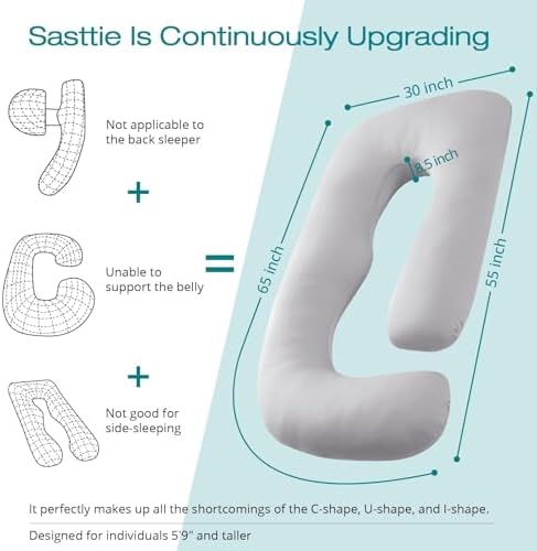 Cooling Pregnancy Pillows for Sleeping, Light Grey - Image 4
