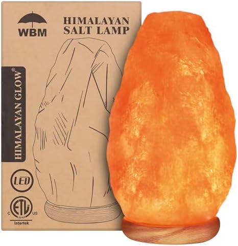 WBM Salt Lamp - USB Himalayan Salt Lamp with Touch Dimmer Control, Natural Pink Crystal, 5-7 lbs, Wooden Base, LED Bulb, Room Decor, Home Decor, Relaxation, Ambiance, Gift by HIMALAYANGLOW