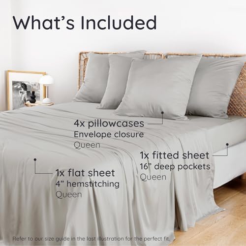Bambaw 100% Viscose Derived from Bamboo Queen Size 6 Piece Sheet Set - Image 2