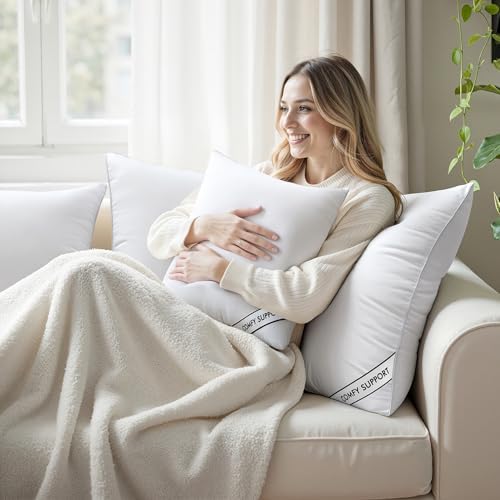 MIULEE 16x16 Pillows Inserts Pack of 2, Down Alternative Virgin Filling - Image 5