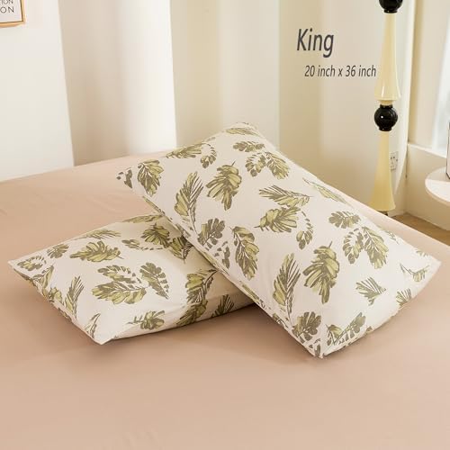 ECOCOTT 2 Pack Pillowcase King Size, Leaf Pattern Pillow Cases Set - Image 3