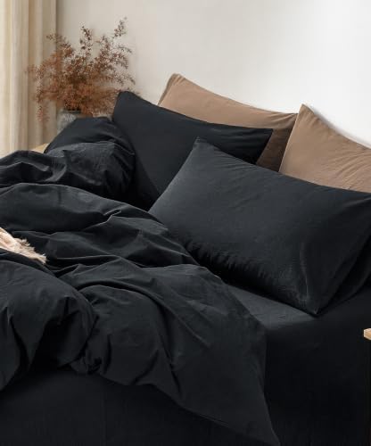 JELLYMONI 100% Washed Cotton Pillowcases, Envelope Closure 2-Pack - Image 3