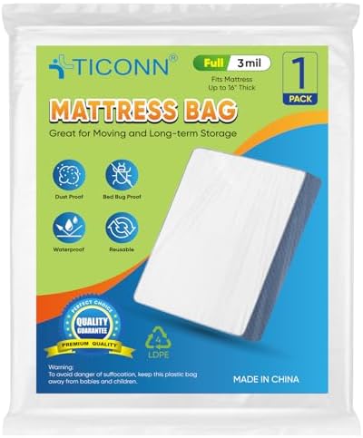 TICONN 1PK Plastic Mattress Bags by TICONN