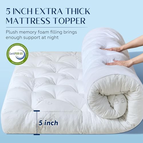 5 Inch Cooling Bamboo Mattress Topper Full Size, 54x75 in, 2000 GSM - Image 4