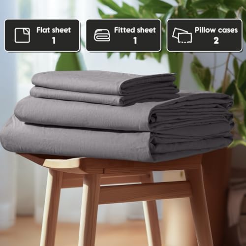 SONORO KATE 100% French Linen King Size Sheets Set, Extra Deep Pocket - Image 7