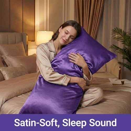 1 Pack Satin Pillowcase Purple Body Size 20x54 Inch - Image 7