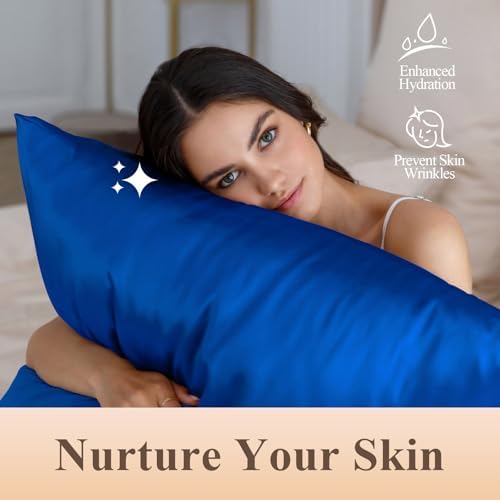 Silk Like Satin Pillowcase Standard Size, Royal Blue, 2 Pack, 20x26 Inches - Image 4