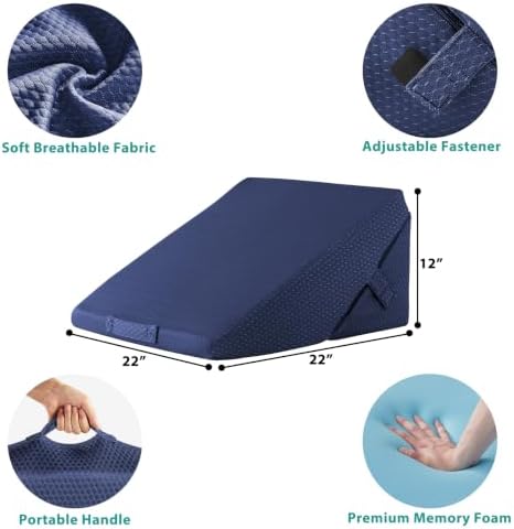 Bedluxe Wedge Pillow for Sleeping, Adjustable 9&12 Inch Foldable Bed Wedge - Image 5