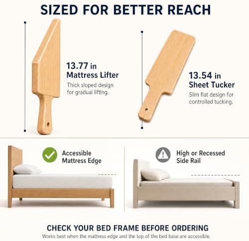 Bamboo Mattress Lifter Tool for Changing Sheets, Bed Sheet Tucker Tool and Bed - Image 6