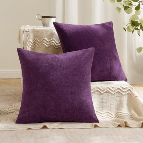 MIULEE Plum Purple Chenille Couch Throw Pillow Covers - Image 4