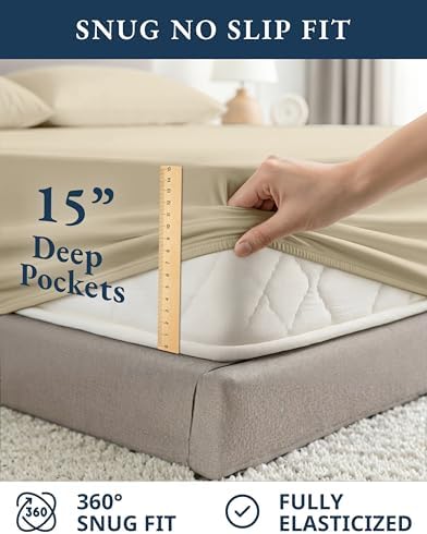 LANE LINEN Twin XL Sheet Set 100% Organic Cotton 3pc Percale Soft - Image 7