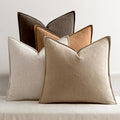 MIULEE Neutral Brown Boho Linen Pillow Covers 18x18 Inch Pack of 4 by MIULEE