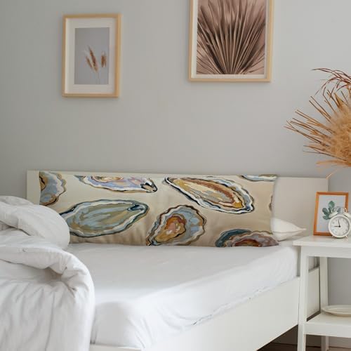 Coastal Beach Oyster Body Pillow Covers 20x54, Beachy Room Decor Aesthetic - Image 3