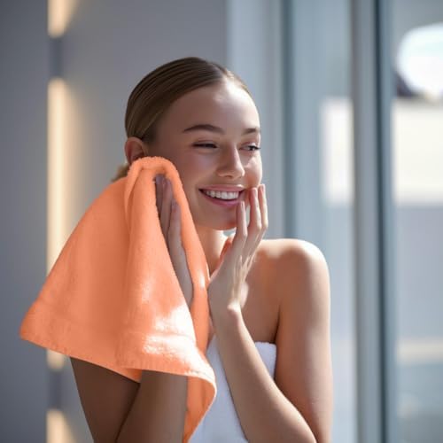 Towel and Linen Mart 100% Cotton - 12 Pack Wash Cloth Set - Flannel Face Cloths, Highly Absorbent and Soft Feel Fingertip Towels (Coral, Pack of 12) - Image 2