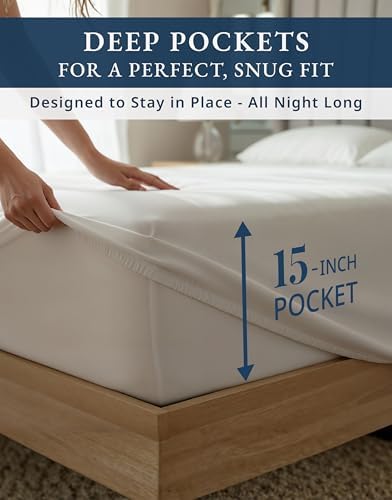 LANE LINEN 100% Egyptian Cotton Sheets King Size Silky Sateen Weave - Image 6