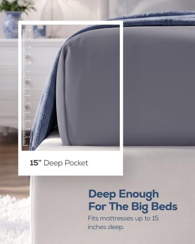 King Fitted Sheet, Ultra Soft Fits Up to 15 Inch Deep Pocket - Image 2