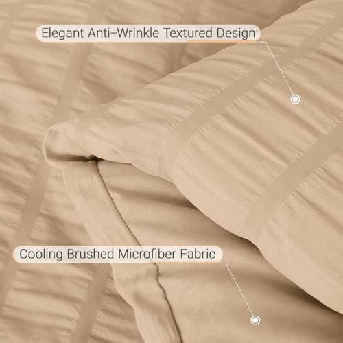 MUXHOMO 7 Pieces Oversized King Comforter Set, Seersucker Bed in a Bag - Image 5