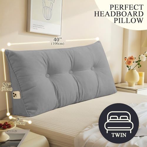 DANGHOOGY Headboard Pillow Twin, Large Triangular Wedge Headboard Pillow - Image 3
