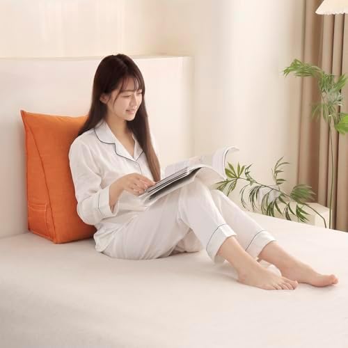 Triangular Reading Pillow with Side Pocket, Backrest Support Cushion - Image 2